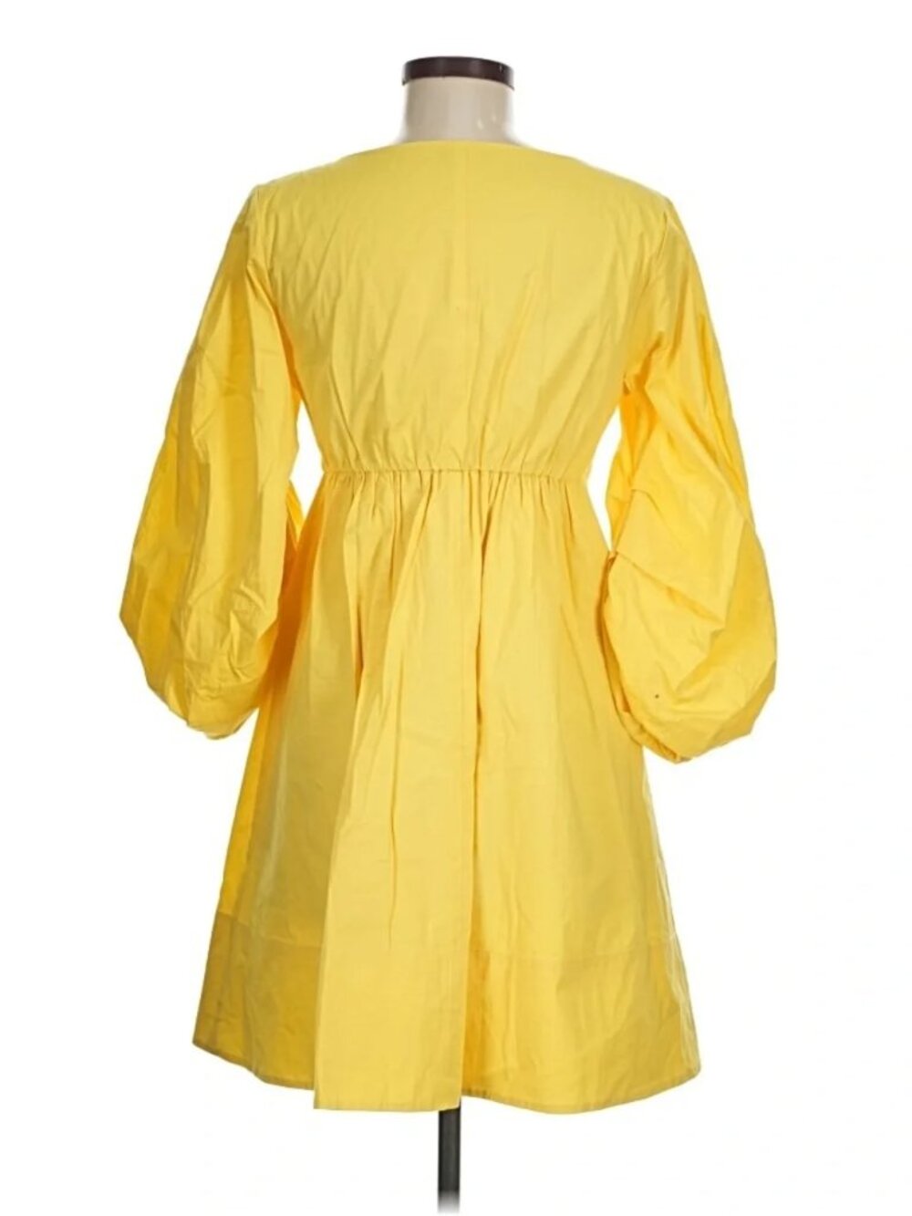 STAUD Sophie Mini Dress Yellow Poplin Puff Sleeve Darling Babydoll Sundress $295 - Picture 15 of 16